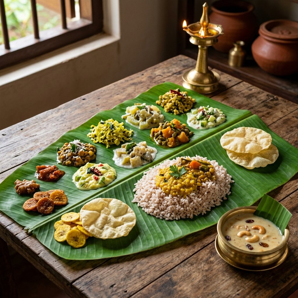 Traditional Kerala Sadhya on Banana Leaf
